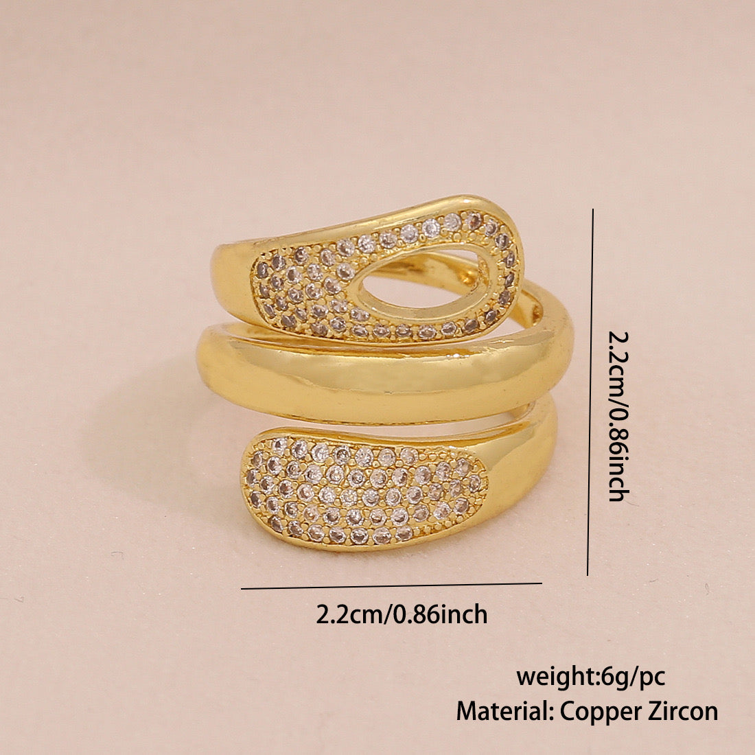 Full Zircon Irregular Geometric Ring