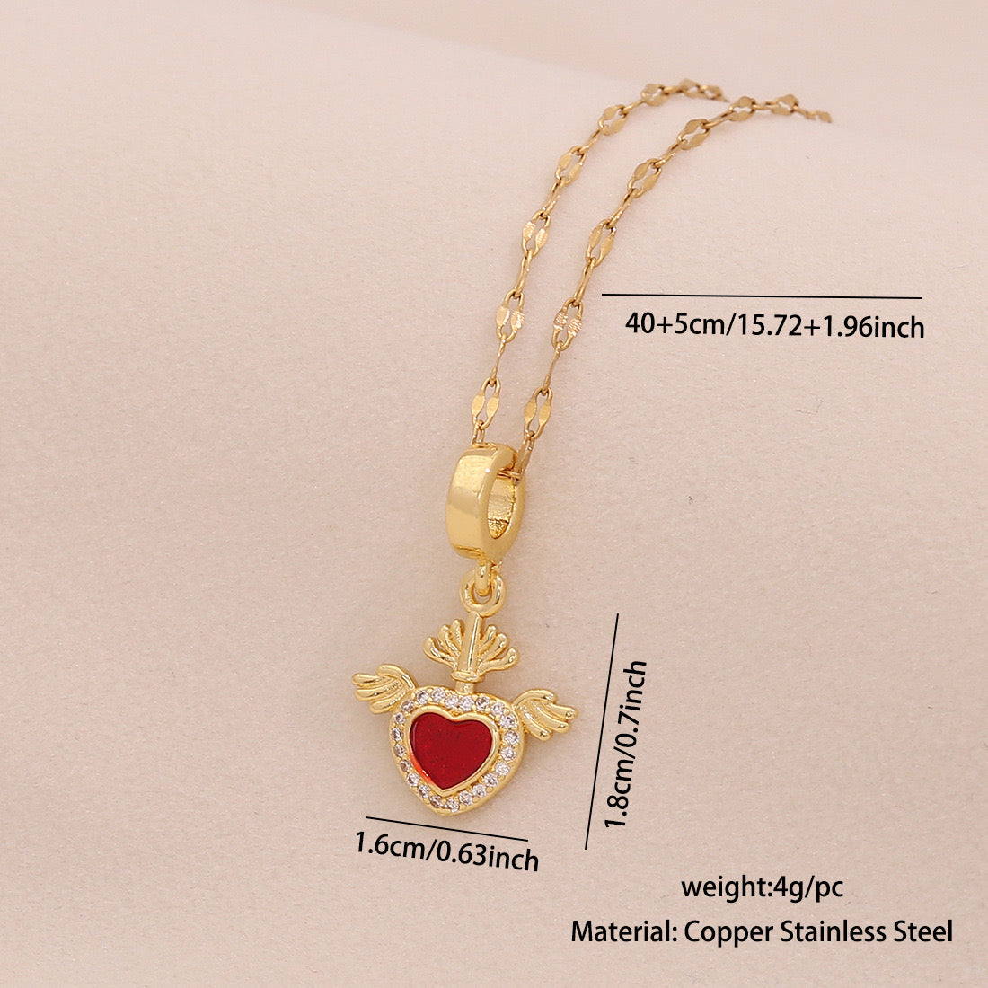 Four-Leaf Clover Heart Daisy Pendant Necklace