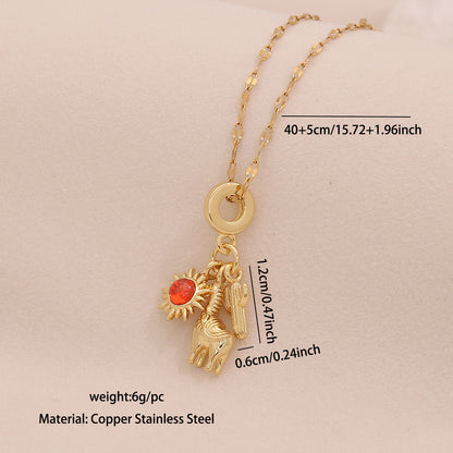 Four-Leaf Clover Heart Daisy Pendant Necklace