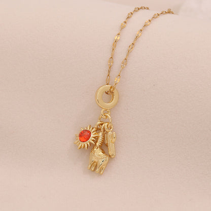 Four-Leaf Clover Heart Daisy Pendant Necklace