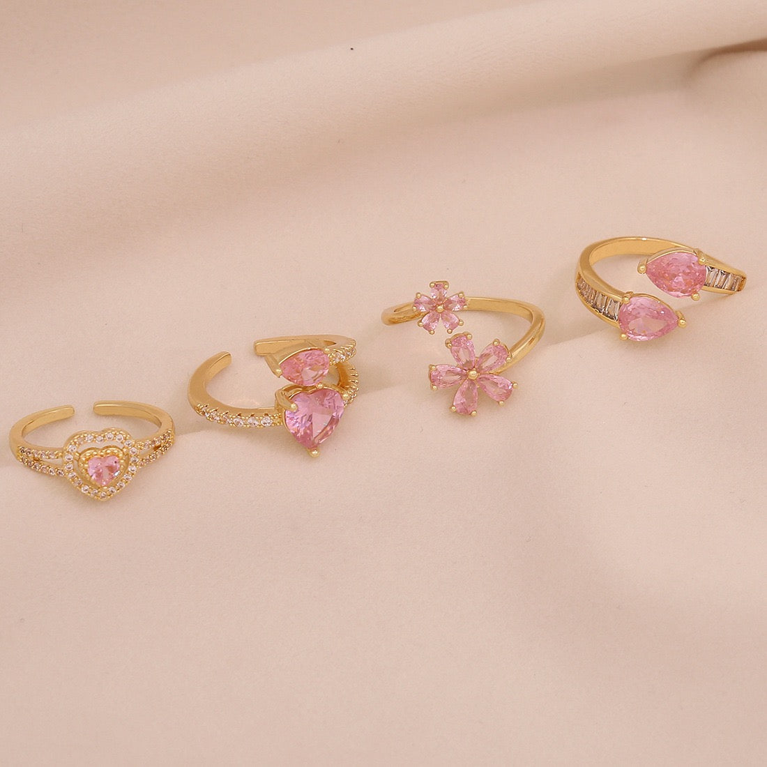 Heart Zircon Bowknot Open Ring