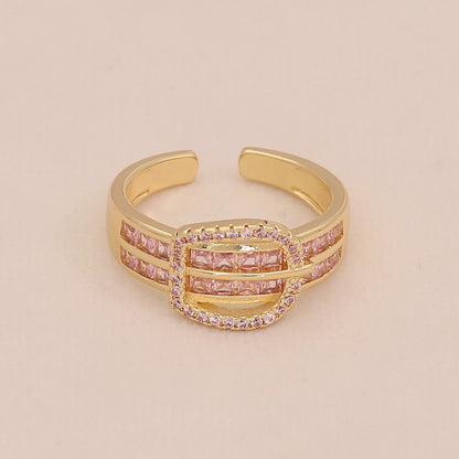 Heart Zircon Bowknot Open Ring