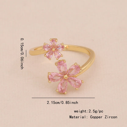 Heart Zircon Bowknot Open Ring
