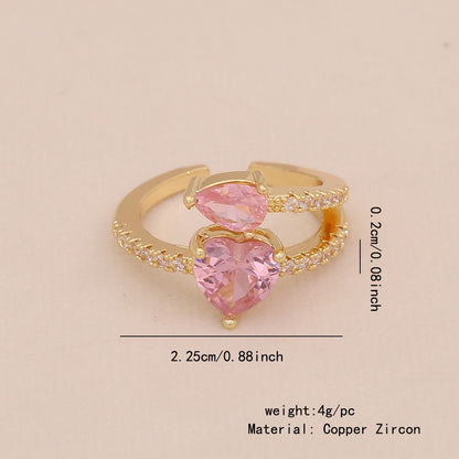 Heart Zircon Bowknot Open Ring