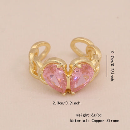 Heart Zircon Bowknot Open Ring