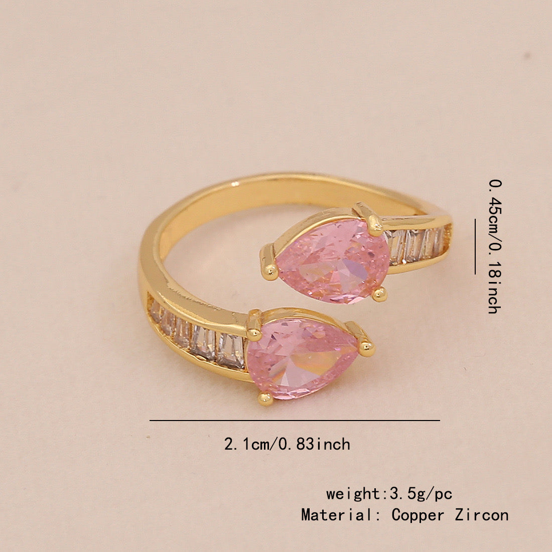 Heart Zircon Bowknot Open Ring