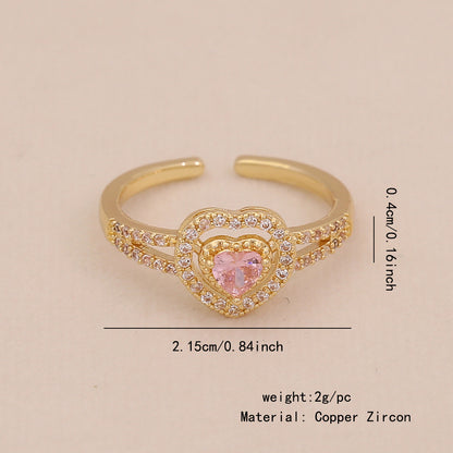 Heart Zircon Bowknot Open Ring