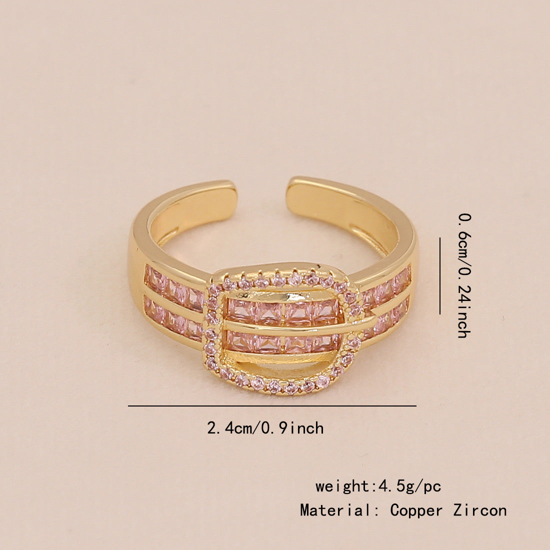 Heart Zircon Bowknot Open Ring