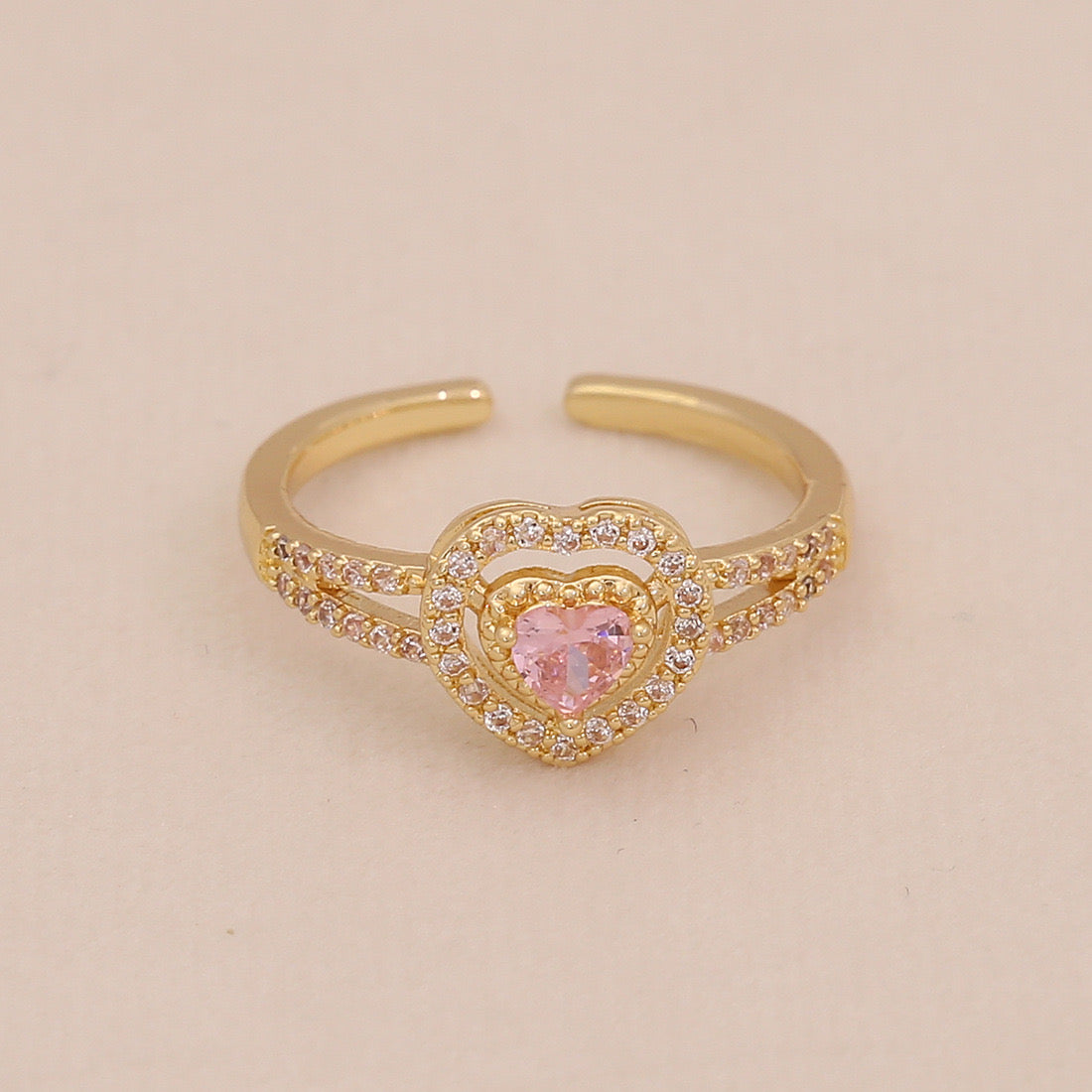 Heart Zircon Bowknot Open Ring