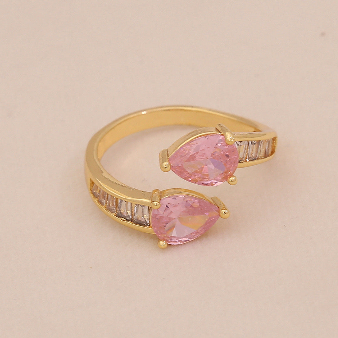 Heart Zircon Bowknot Open Ring