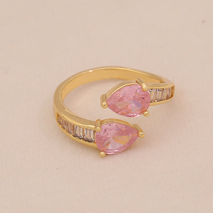 Heart Zircon Bowknot Open Ring