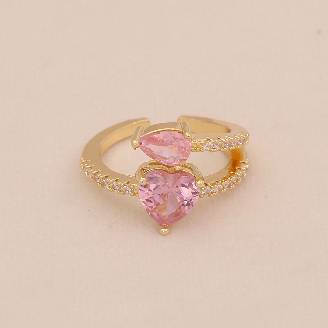 Heart Zircon Bowknot Open Ring