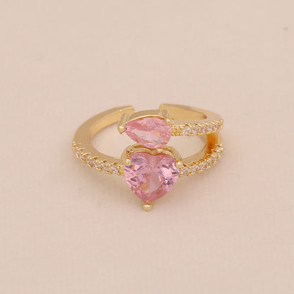 Heart Zircon Bowknot Open Ring