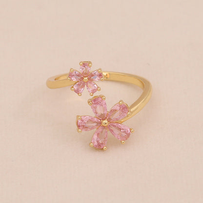 Heart Zircon Bowknot Open Ring