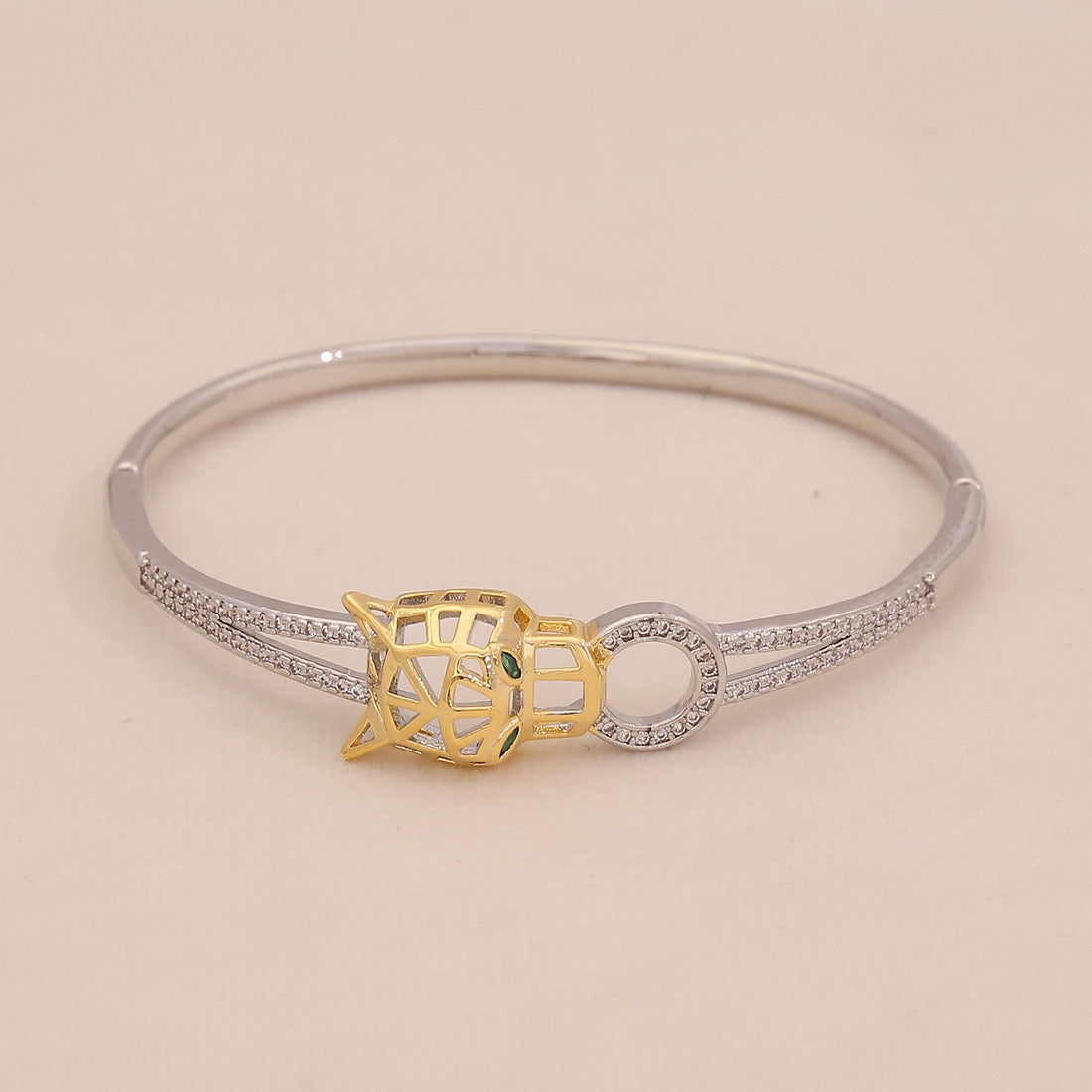 Gold Heart Leopard Snake Cuff Bracelet