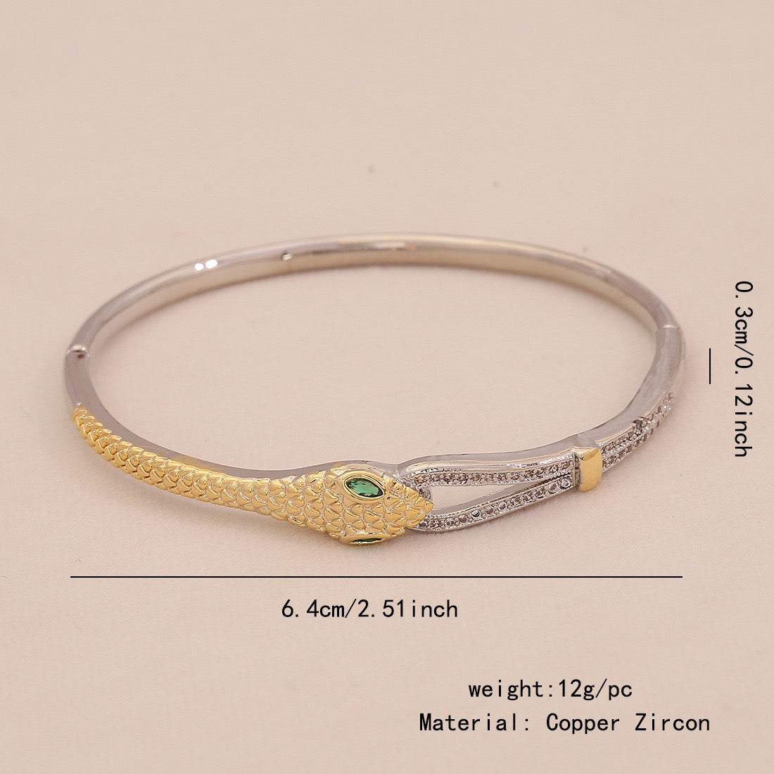 Gold Heart Leopard Snake Cuff Bracelet