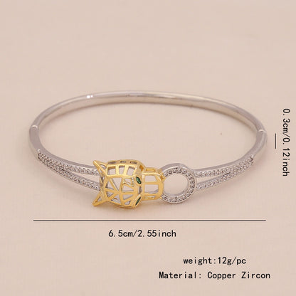 Gold Heart Leopard Snake Cuff Bracelet