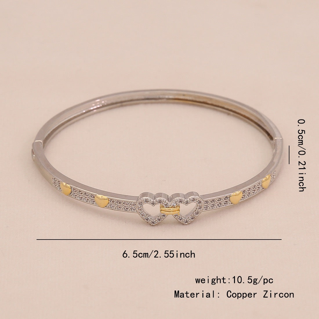 Gold Heart Leopard Snake Cuff Bracelet