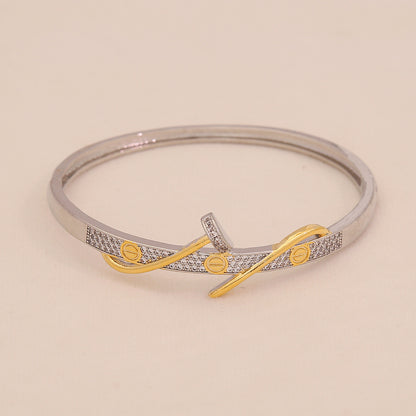 Gold Heart Leopard Snake Cuff Bracelet