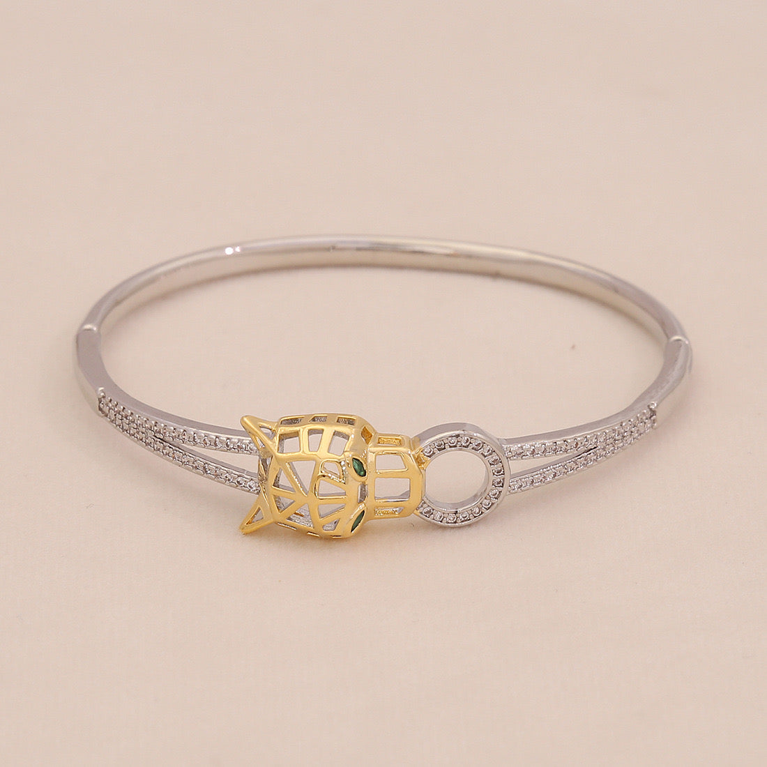 Gold Heart Leopard Snake Cuff Bracelet