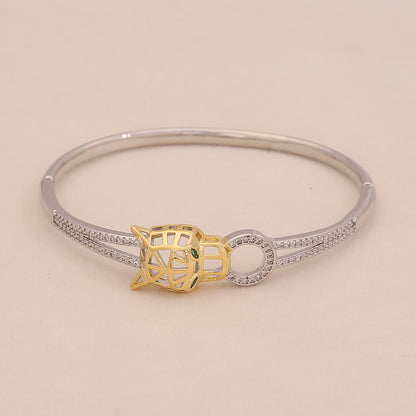 Gold Heart Leopard Snake Cuff Bracelet