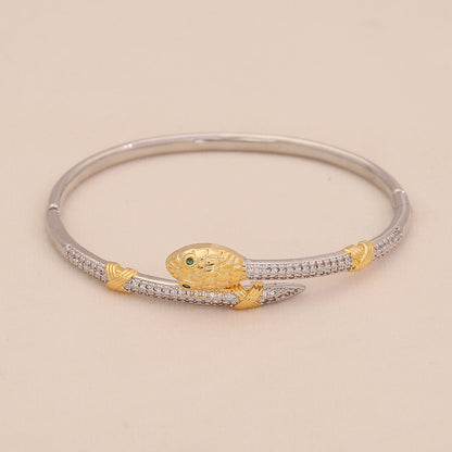 Gold Heart Leopard Snake Cuff Bracelet