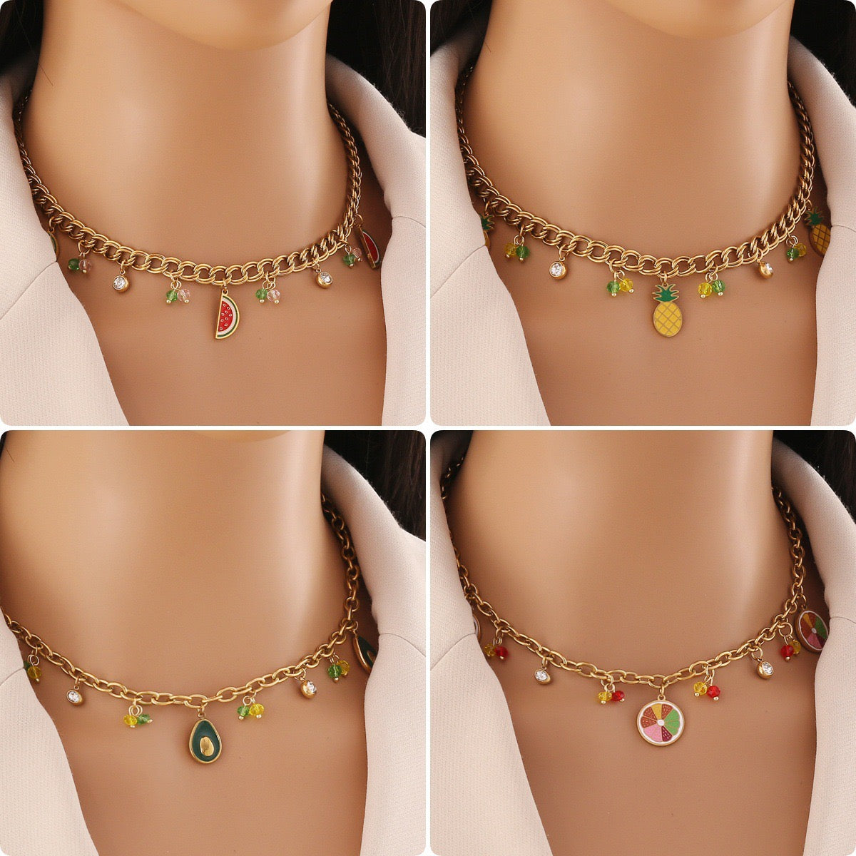 Fruit Crystal Pendant Necklace