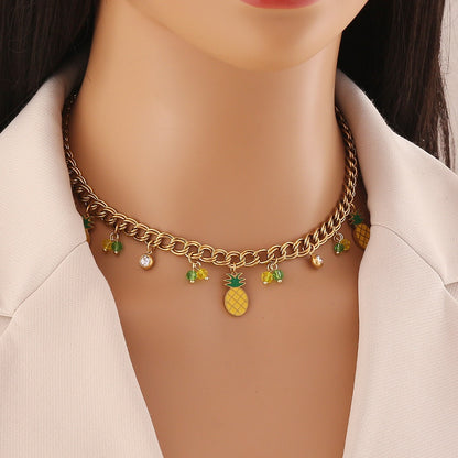 Fruit Crystal Pendant Necklace