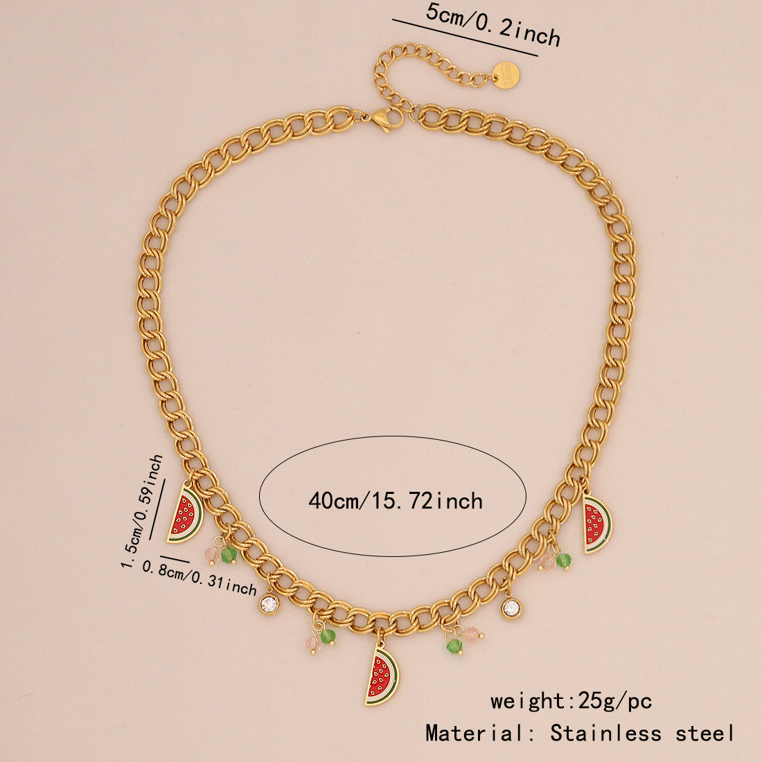 Fruit Crystal Pendant Necklace