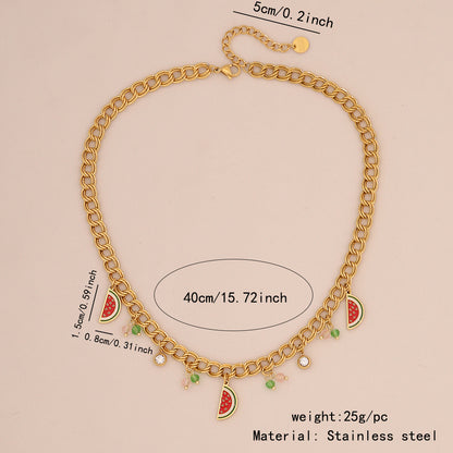 Fruit Crystal Pendant Necklace