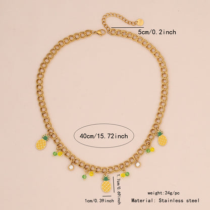 Fruit Crystal Pendant Necklace