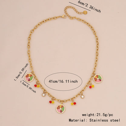Fruit Crystal Pendant Necklace