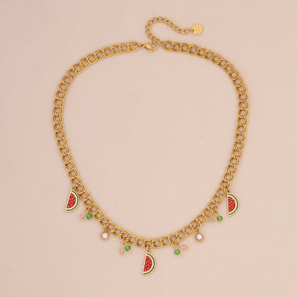 Fruit Crystal Pendant Necklace