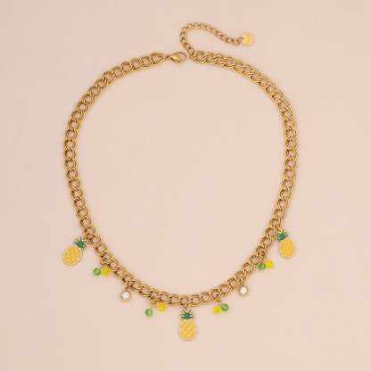 Fruit Crystal Pendant Necklace