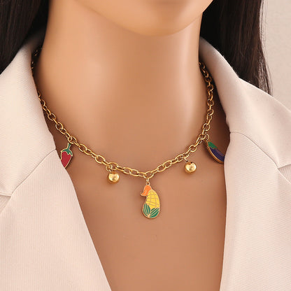 Watermelon Apple Chilli Pendant Necklace