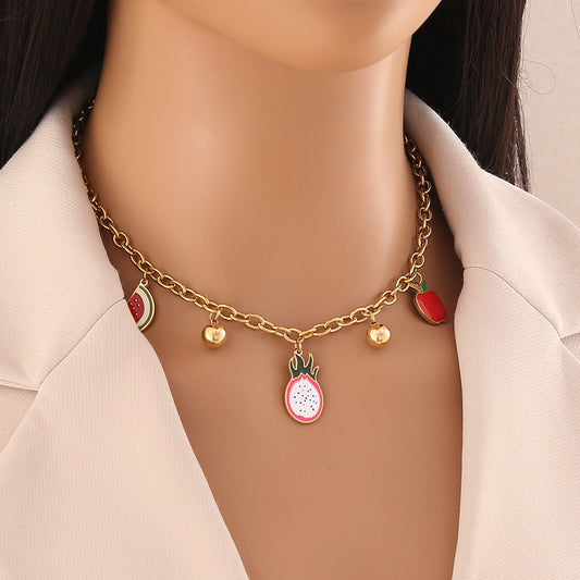 Watermelon Apple Chilli Pendant Necklace