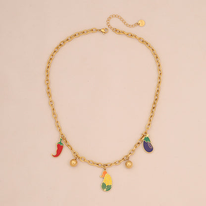 Watermelon Apple Chilli Pendant Necklace