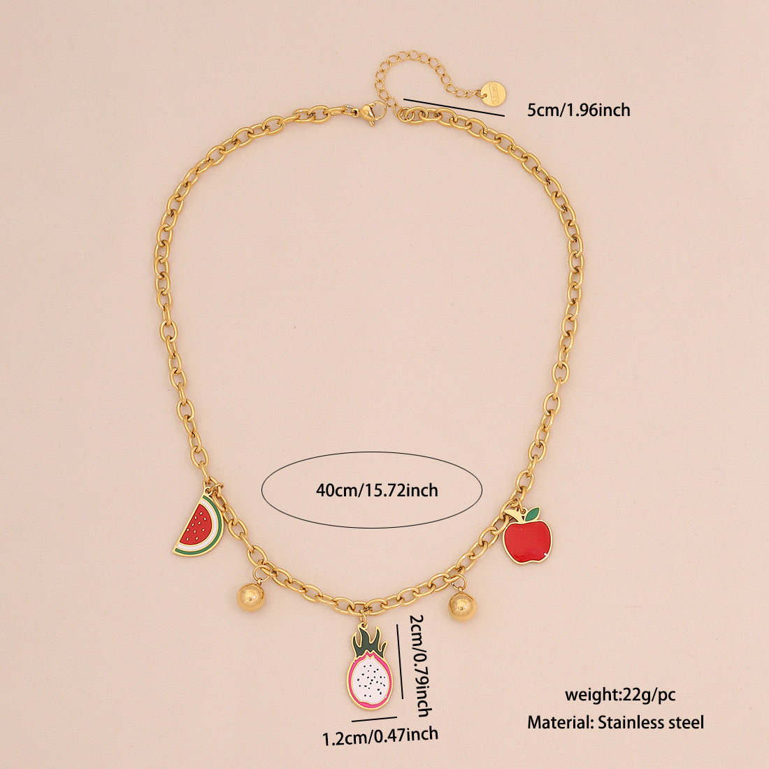 Watermelon Apple Chilli Pendant Necklace