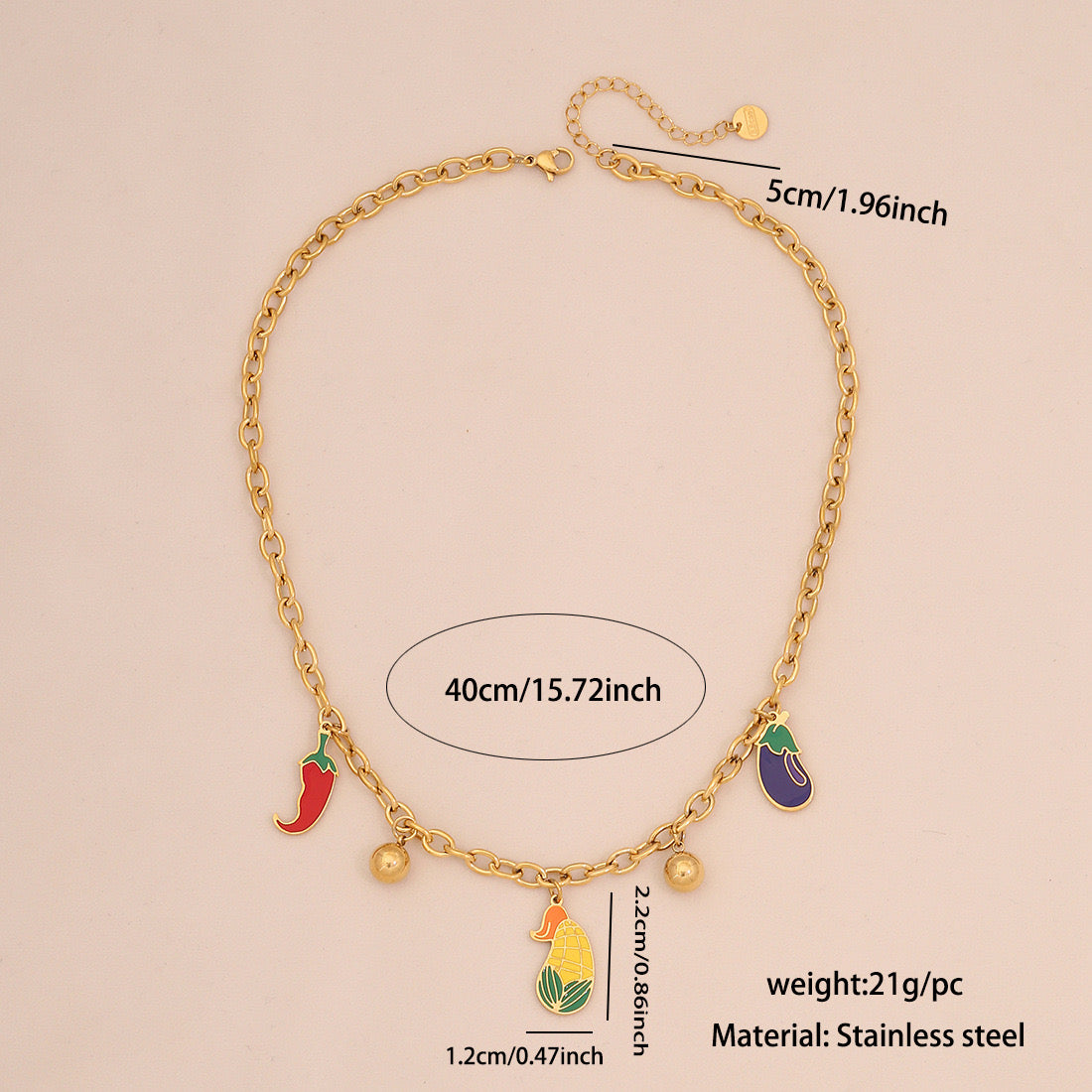 Watermelon Apple Chilli Pendant Necklace