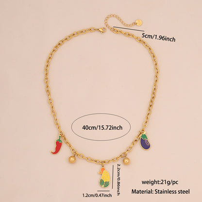 Watermelon Apple Chilli Pendant Necklace