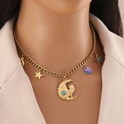 Star & Moon Glass Pearl Necklace