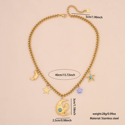 Star & Moon Glass Pearl Necklace