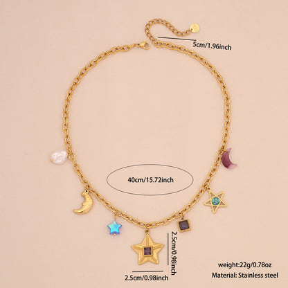 Star & Moon Glass Pearl Necklace