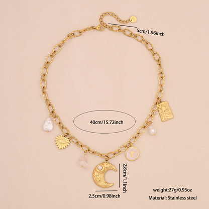 Star & Moon Glass Pearl Necklace