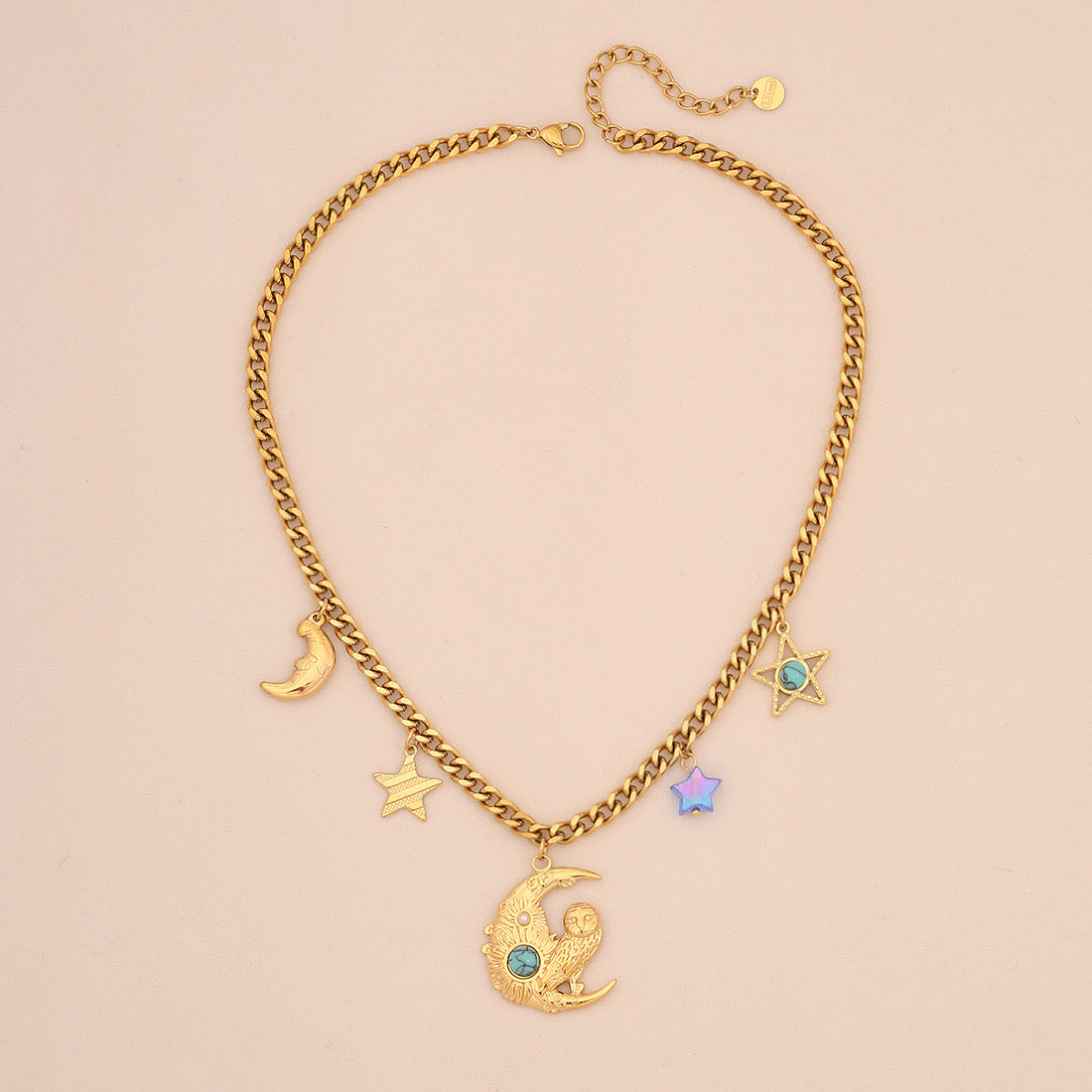 Star & Moon Glass Pearl Necklace
