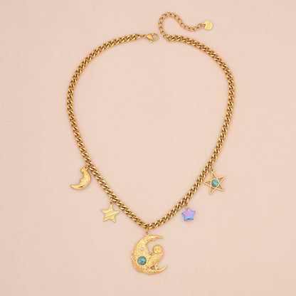 Star & Moon Glass Pearl Necklace