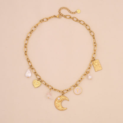 Star & Moon Glass Pearl Necklace