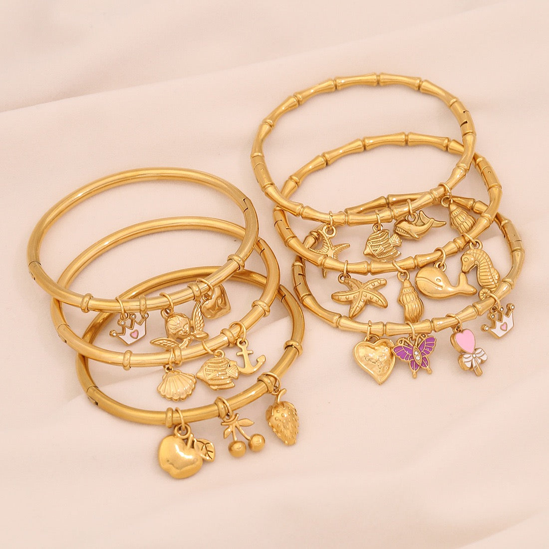 Starfish Shell & Butterfly Flower Bracelet