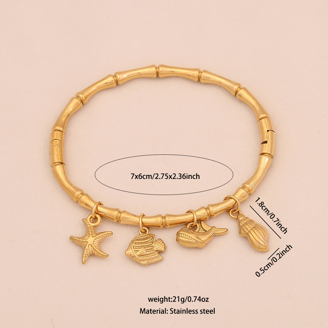 Starfish Shell & Butterfly Flower Bracelet