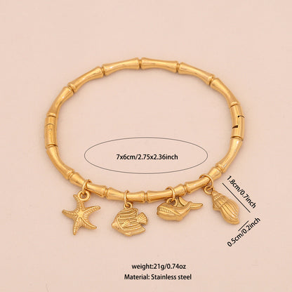 Starfish Shell & Butterfly Flower Bracelet